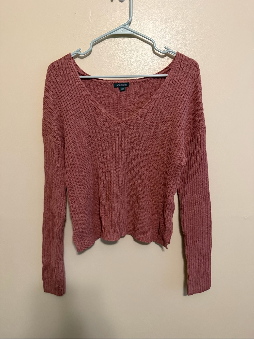 wild fable V-Neck Ribbed Sweater - Mauve Pink
